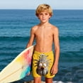 thumbnail image 6 of Boys Graphic Shorts Kids Yellow Quick Dry Owl Print Shorts with Drawstring Elastic Waist for Beach Outdoor Play Swimming Casual 6-12 Years,Size 5 T, 6 of 9