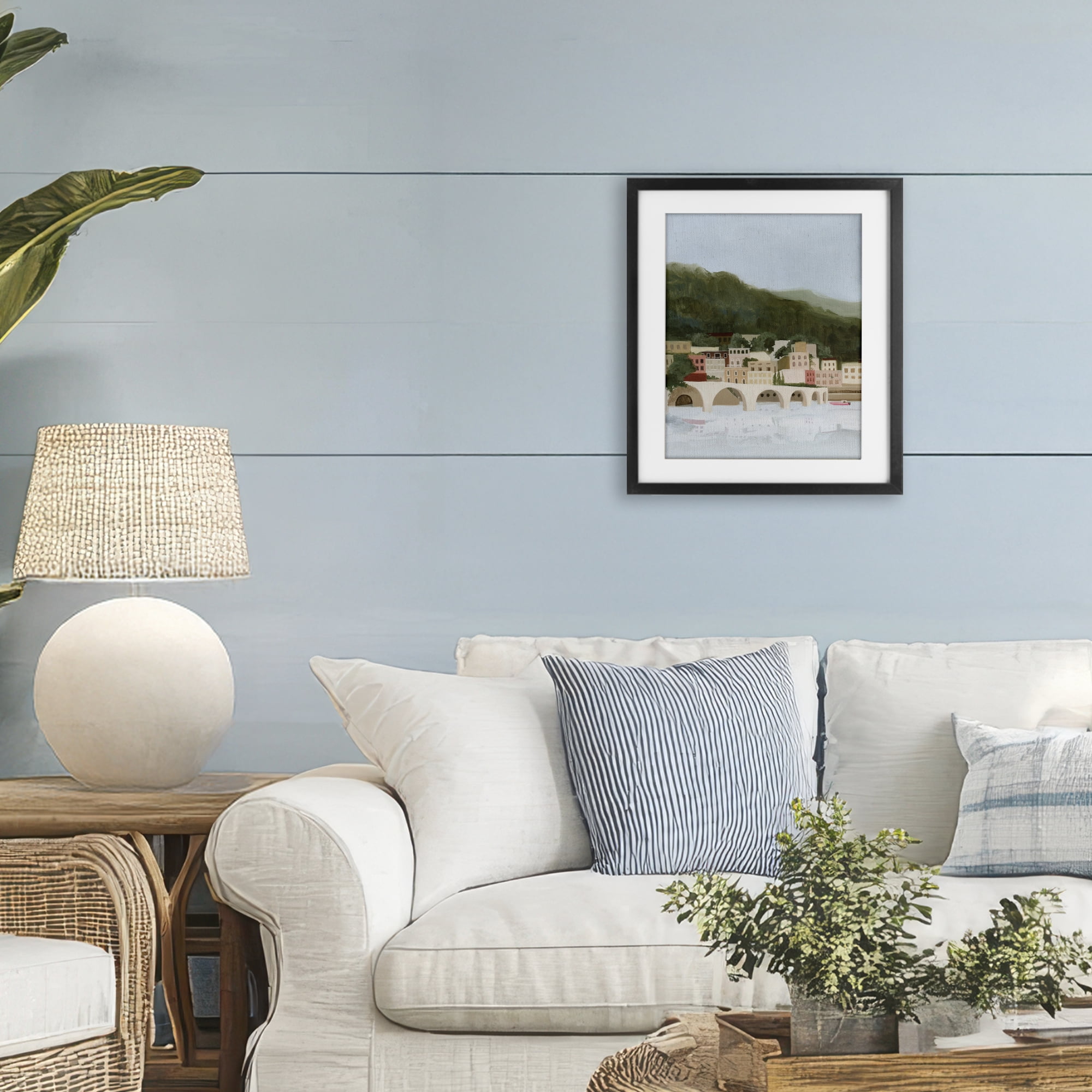 Stupell Industries Coastal Mountains By Sea Black Framed Print Under Glass, design by Grace Popp