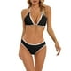 thumbnail image 1 of Conjuntos de bikini Prolriy para mujer, conjunto de bikini de moda para mujer con bloques de color y almohadillas acolchadas, trajes de baño para mujer, negro, L, 1 of 4