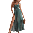 thumbnail image 2 of Vestido de Verano para Mujer, , con Escote en V, Estampado Floral, Estilo Tropical, con Abertura Lateral para Playa Verde S, 2 of 10