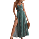 thumbnail image 2 of Vestido de Verano para Mujer, , con Escote en V, Estampado Floral, Estilo Tropical, con Abertura Lateral para Playa Verde S, 2 of 10