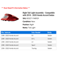 thumbnail image 2 of Right Tail Light Assembly - Compatible with 2018 - 2020 Honda Accord Sedan 2019, 2 of 2