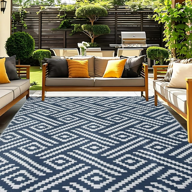 Outdoor Rug x Ft Outdoor Plastic Straw Rug for Patio Reversible Out Door Carpet for Camping Deck Rv x Area Carpet Balcony Porch Backyard and