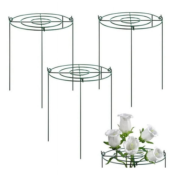 3 Sets Peony Support Cage, Grow Through Hoops Grids with 4pcs Legs, Brace,Flower Strong Ring