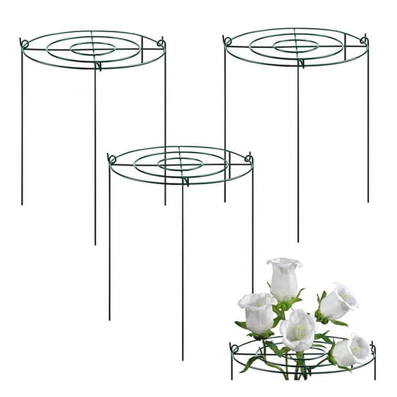 3 Sets Peony Support Cage, Grow Through Hoops Grids with 4pcs Legs,Plant Support Brace,Flower Strong Support Ring