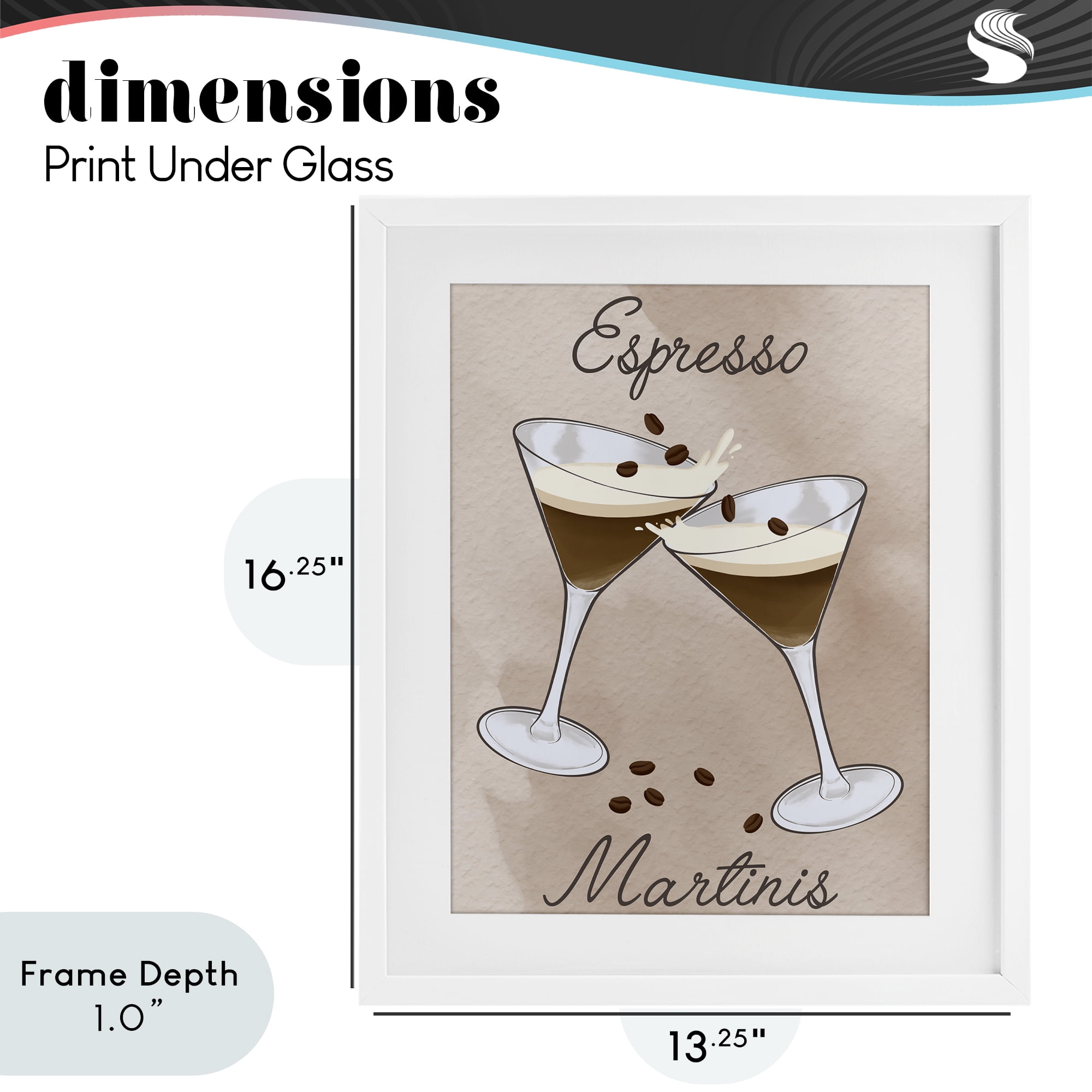 Stupell Industries Cheers Espresso Martinis White Framed Print Under Glass, design by Marcus Prime