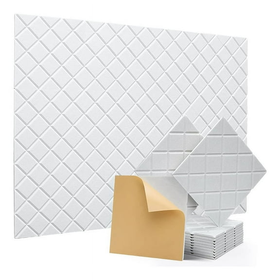 12 Pack Soundproof Wall Panels,12x12x0.4In Self Adhesive Sound Absorbing Panels,for Recording Studio,Office,White