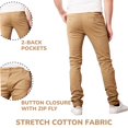 thumbnail image 3 of CHOK Mens Slim Fit Cotton Stretch Chino Pants 2 Packs, 3 of 5
