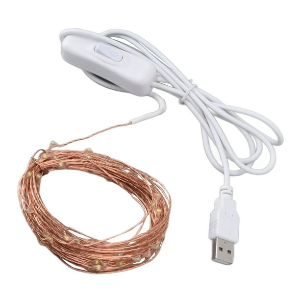 Cadena De Luces Para Exteriores, Luz Cálida Segura, Fácil De Operar, Cadena De Luces De Alambre De Cobre USB, Ahorro De Energía Para Exteriores
