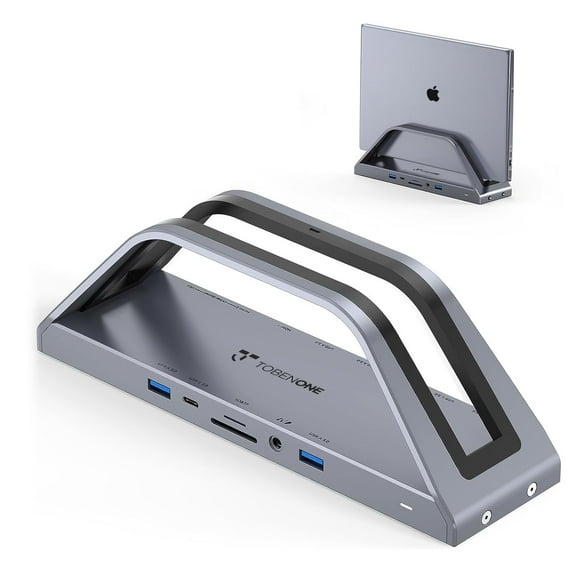 TobenONE 14-in-1 MacBook Pro/Air Docking Station Dual 4K Monitor, Vertical Laptop Docking Station Stand for Mac M1/M2/M3/M4 Pro/Max, USB C Dock with 65W Power Adapter, 2