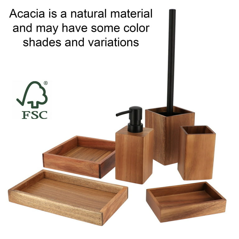 Acacia Wood Black Marble Bath Accessories
