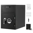 thumbnail image 1 of KFFKFF 1.2 Cubic Feet Drop Safe, Large Capacity Front Drop Slot Safe Box with Digital Keypad, Heavy Duty 2 Tiers Cash Depository Box with Spare Keys, Black, 1 of 9