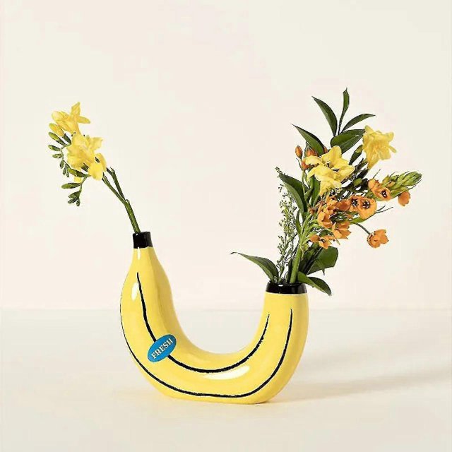 Banana Vase Eclectic Unique Banana Resin Vase In Yellow - Perfert For Flower Arrangements And Home Decor