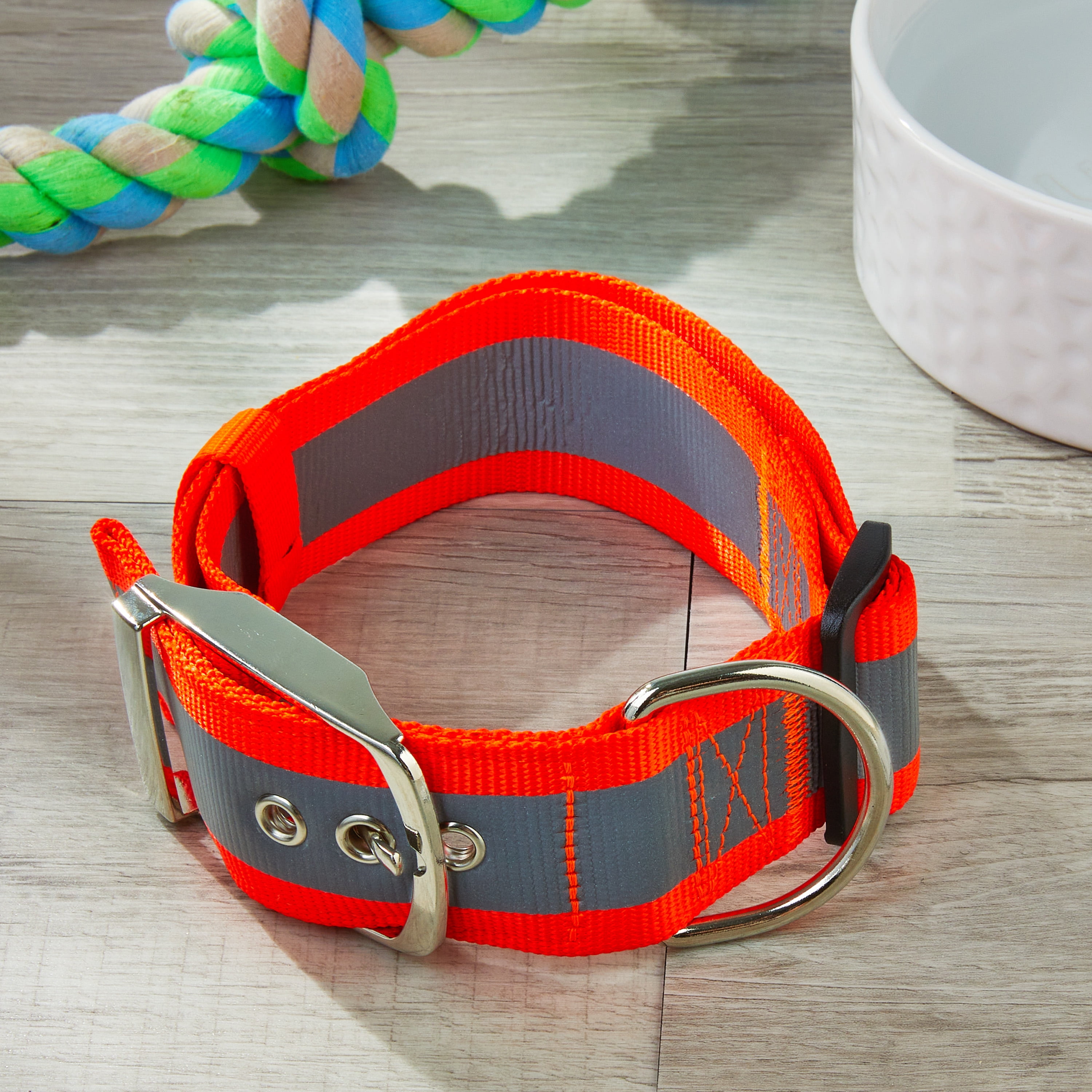 (2 pack) Vibrant Life Hunter Orange Extra Wide Adjustable Reflective Collar for Dogs, Extra Large