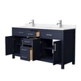 thumbnail image 3 of Wyndham Collection Beckett 66" Wood Double Bathroom Vanity in Dark Blue/Nickel, 3 of 6