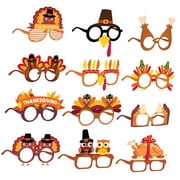 SKYSONIC Thanksgiving Glasses, 12PCS Turkey Eyeglasses Party Glasses Photo Prop for Thanksgiving Day Supplies