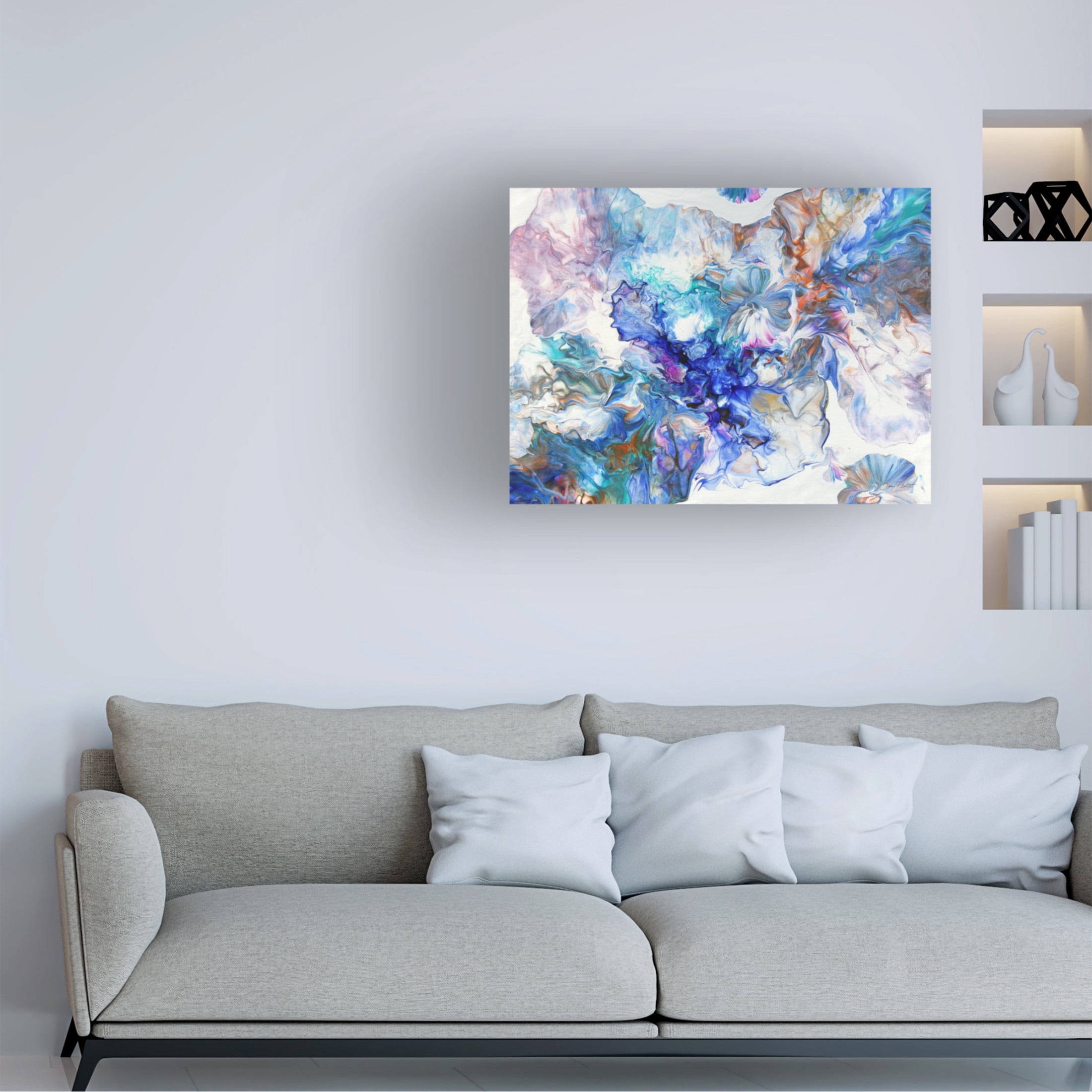 Canvas Wall Art - Jean Plout 'Abstract Pouring M' Wall Art for Living Room, Bedroom, or Office Décor by Trademark Fine Art - 32 x 24 Inches