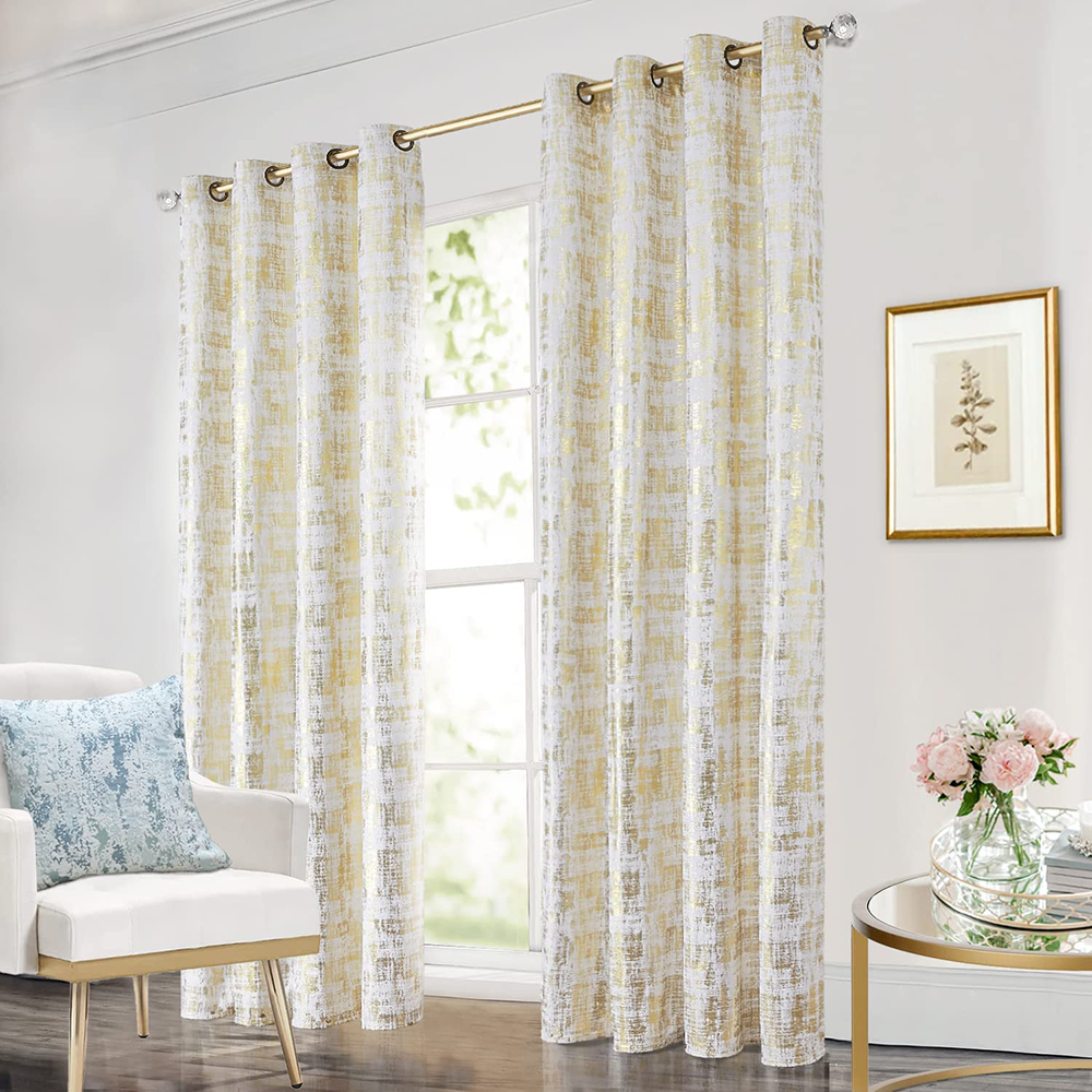 96 '' Long Luxury White , Gold Curtains for Living Room,Modern