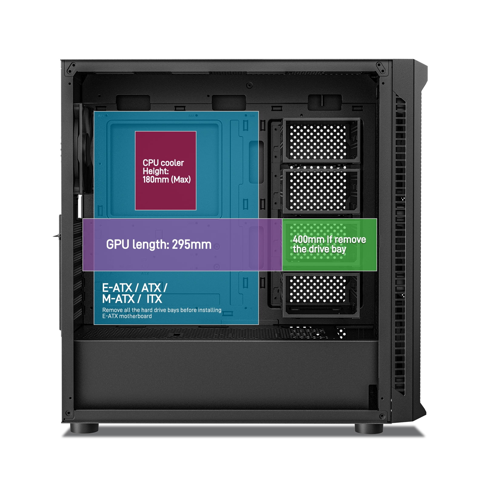 DARKROCK Classico Max Storage Master Case E-ATX Computer Case with 4x120mm Black Fan, 10 x3.5 HDD+3 x2.5 SDD USB 3.0 Ready, 360mm Radiator Supported, Vertical Slots for GPU Vertically Mount - Black
