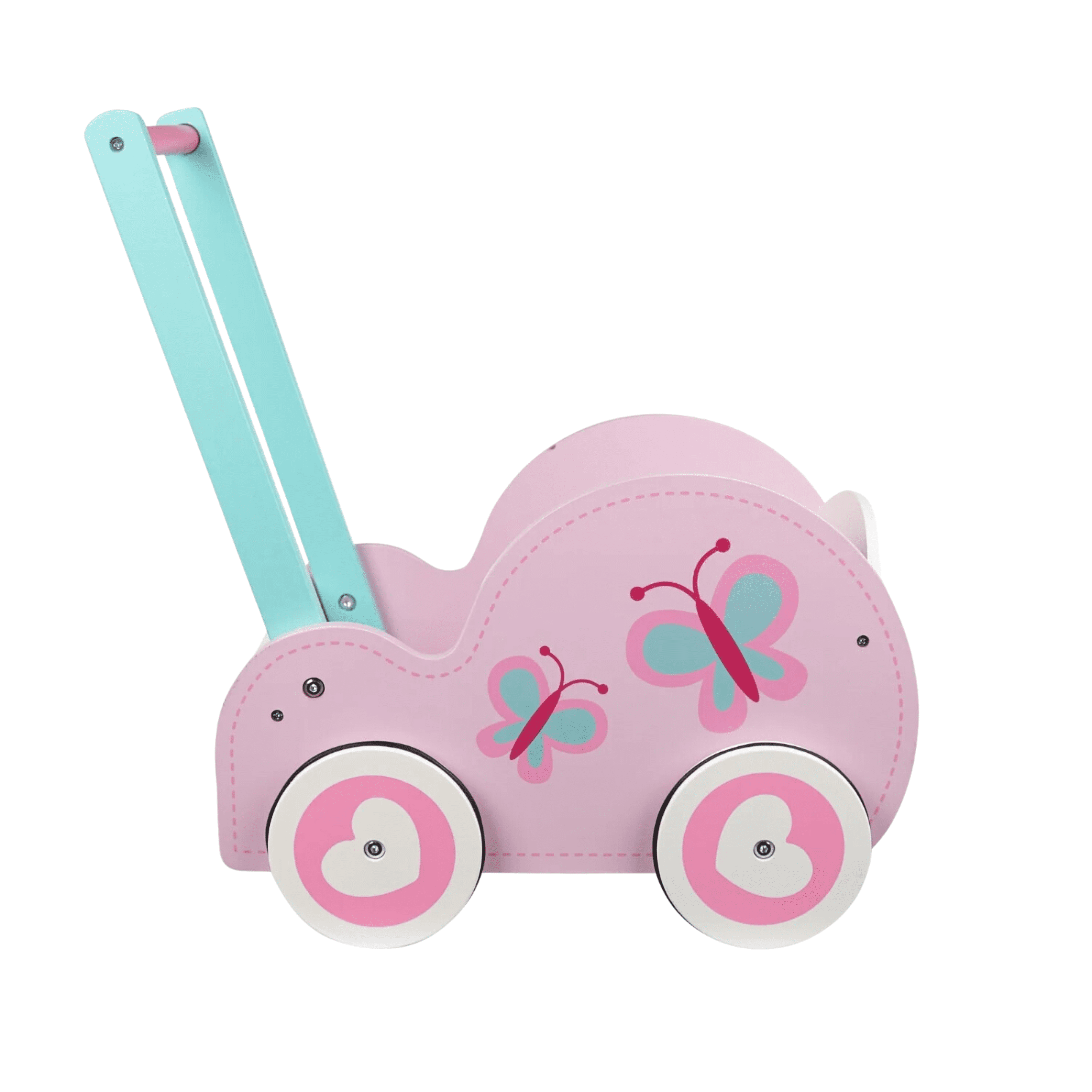 Badger Basket Kids Toy Buggy Folding Triple Doll Stroller Pink Polka Dots Walmart