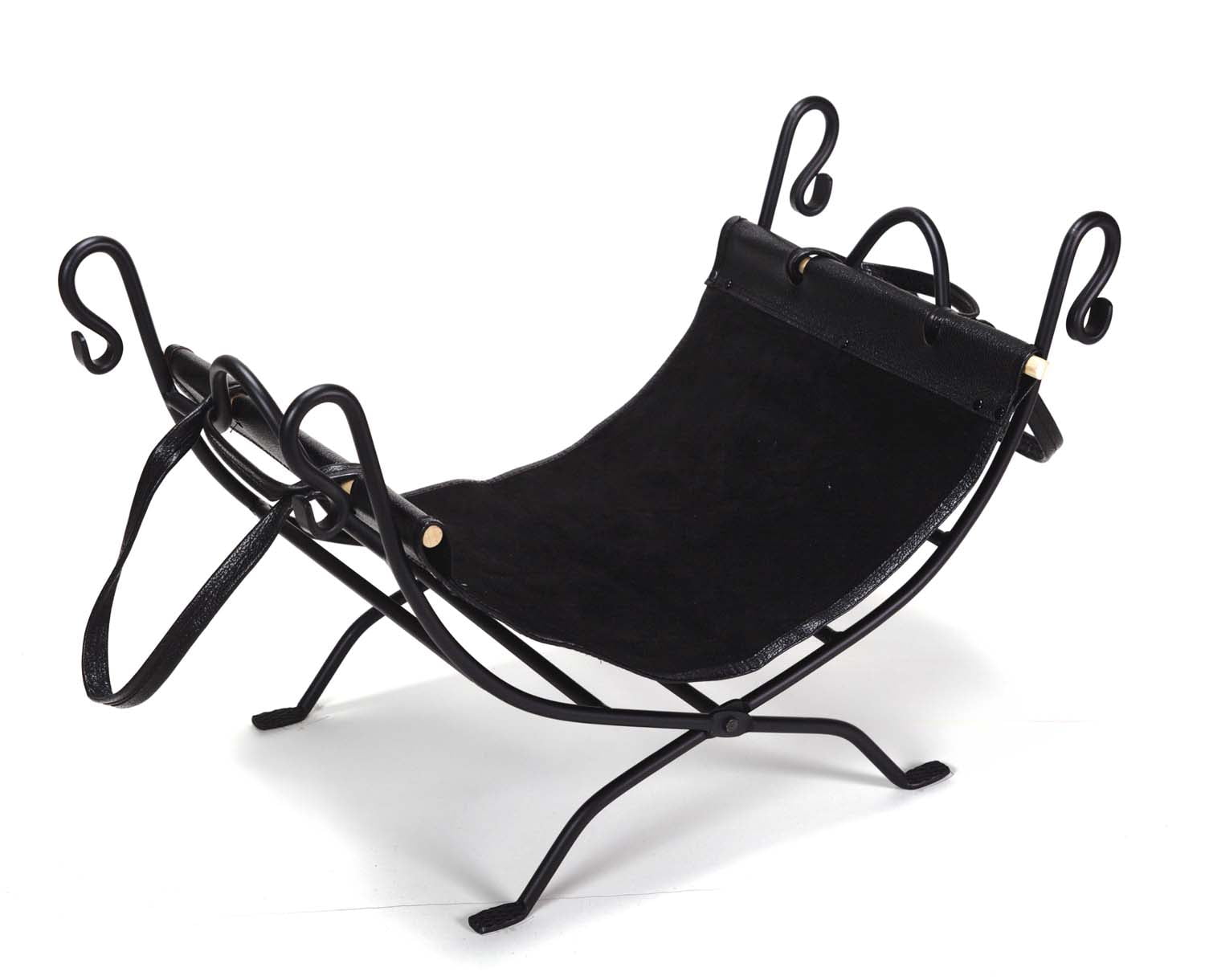 Dagan Black Wrought Iron Log Holder and Carrier, 26.75" x 14"