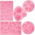 thumbnail image 1 of 5 Pack Fondant Silicone Molds Set, Mini Butterfly/Flower/Leaves/Rose Silicone Mold for Cake Decorating, Making Chocolate, Polymer Clay, Epoxy Casting, 1 of 8