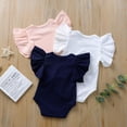 thumbnail image 5 of Infant Summer Cotton Solid Flying Sleeves Knitted Romper, 5 of 7