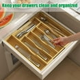 thumbnail image 2 of BAMBUROBA Bamboo Kitchen Drawer Organizer,Expandable Silverware Organizer,Utensil Holder and Cutlery Tray with 7 Slots,Gadgets Storage Divider,Black, 2 of 7