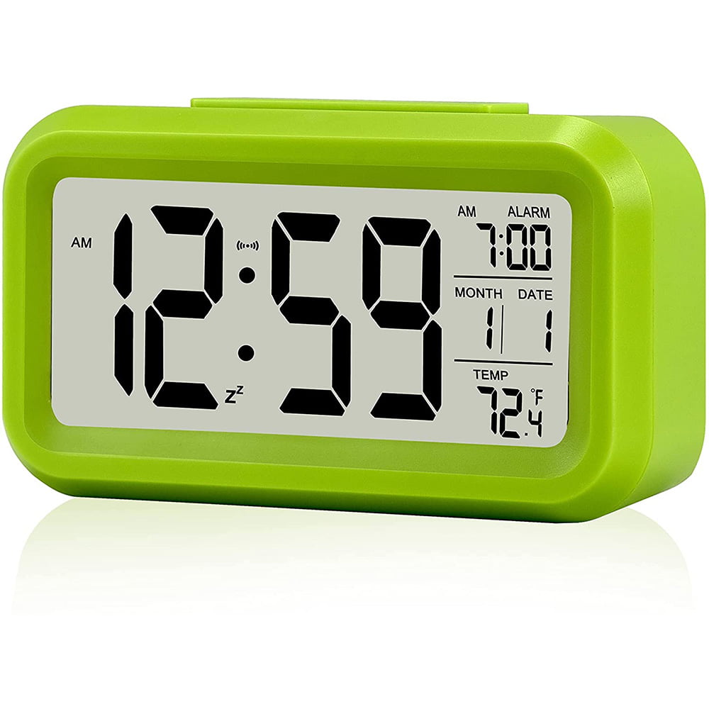 Digital Plastic Backlight LED Display Alarm Clock Snooze Thermometer Calendar 