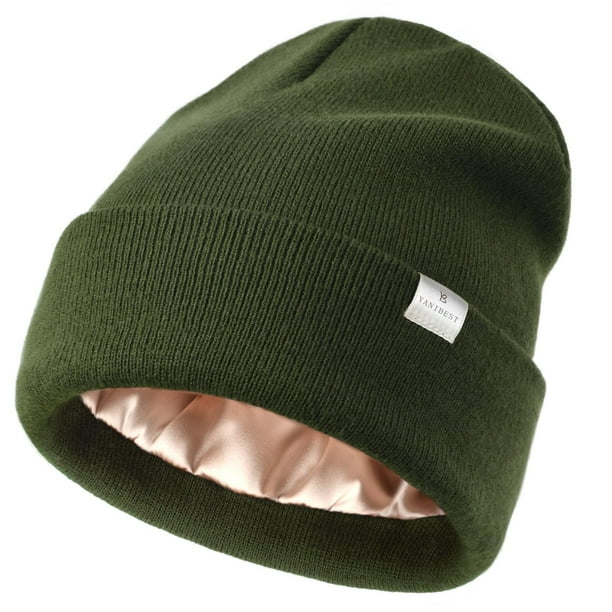 Gorro YANIBEST de punto con forro satinado de invierno para mujeres y hombres