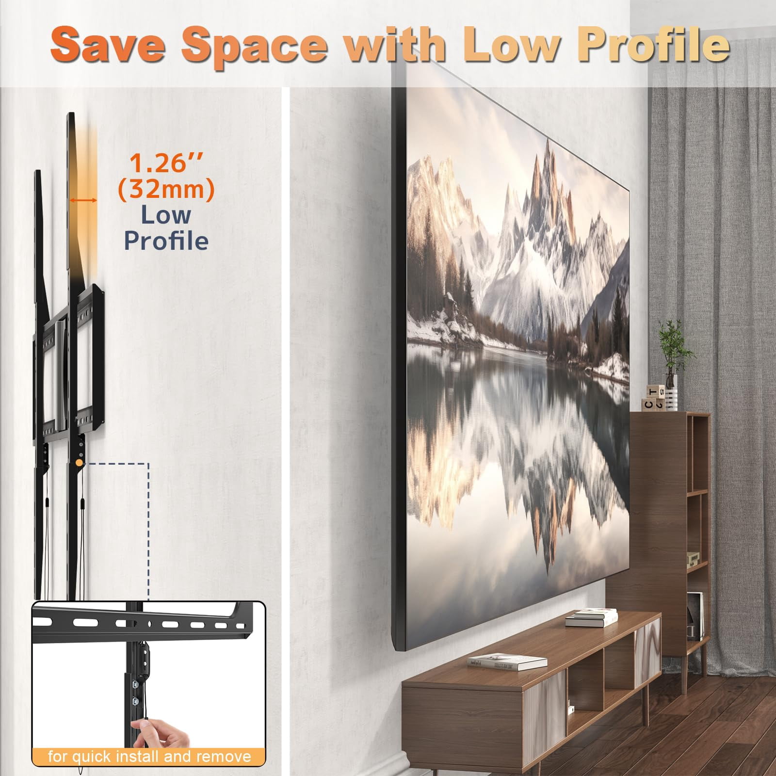 PUTORSEN 37-140'' Heavy Duty TV Wall Mount, up to 275lbs, with Quick Lock and Release, Max VESA 1200 x 800mm, Fits 16"/18"/24" Stud