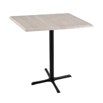 Holland 42" Black X-Style Base Square Table in 36" White Ash Top