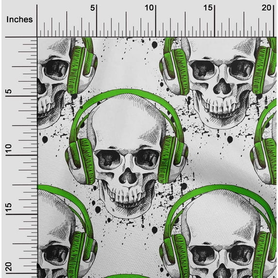 oneOone Cotton Poplin Green Fabric Skull Dress Material Fabric Print Fabric By The Yard 56 Inch Wide