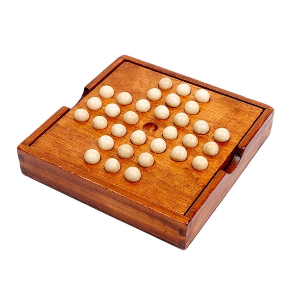 Tablero De Solitario De Madera, Tablero De Ajedrez De Mármol, Tablero De Juego Con Caja De Almacenamiento, 33 Canicas Para El Hogar, Adultos, Niños Mayores De 6 Años Yuarrent FN002600-00