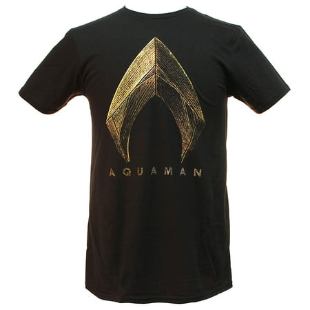 DC Comics Aquaman Shirt Poster Gold Foil Logo Costume Men's Pop T-Shirt