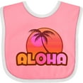 thumbnail image 3 of Inktastic Pink Aloha Palm Girls Baby Bib, 3 of 4