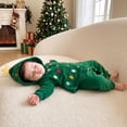 thumbnail image 3 of Guvpev T'oddler Christmas Tree Costume, Unisex B'aby Christmas Holiday Outfit, Colorful Bobbles Hooded Long Sleeve Romper Jumpsuit, Zipper Front, Loose Legs, Funny Xmas Clothes, 3 of 15