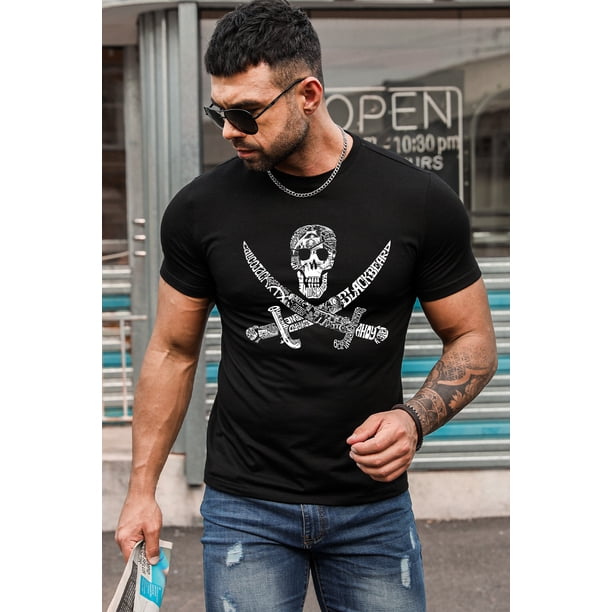ABPHQTO Camiseta negra lisa para hombre con estampado de fantasmas