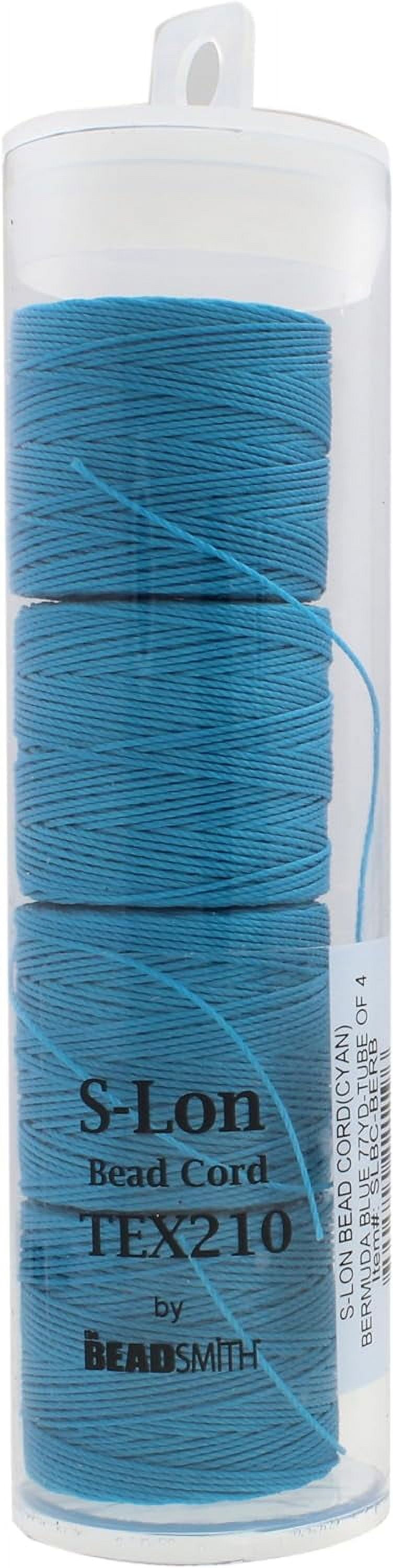 The Beadsmith S-Lon Bead Cord – .5 mm Twisted Nylon Cord, 4 Spools, Bermuda Blue Color, TEX210, 77 Yards
