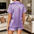 thumbnail image 5 of Satin Pajamas Set for Women Short Sleeve Sleepwear Soft Button Down Pjs 2 Piece Casual Shorts Summer Set, 5 of 5