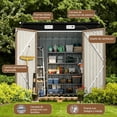 thumbnail image 3 of Cobertizo de Almacenamiento Exterior Metálico 6x4 FT, con Puertas Dobles con Cerradura y 2 Ventanas de Ventilación Blancas para Herramientas de Jardín, Patio y Trasero, Caqui, 3 of 8