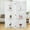 White, variant on NiamVelo 4 Panel Wood Room Divider Folding Privacy Screen Portable Freestanding Room with 3 Shelves, Natural