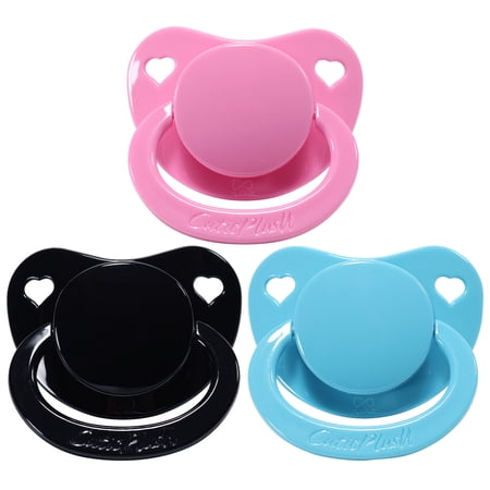 CutiePlusU Adult Sized Pacifier Dummy for Adult Big Shield 3 Pack-Pink Black Blue