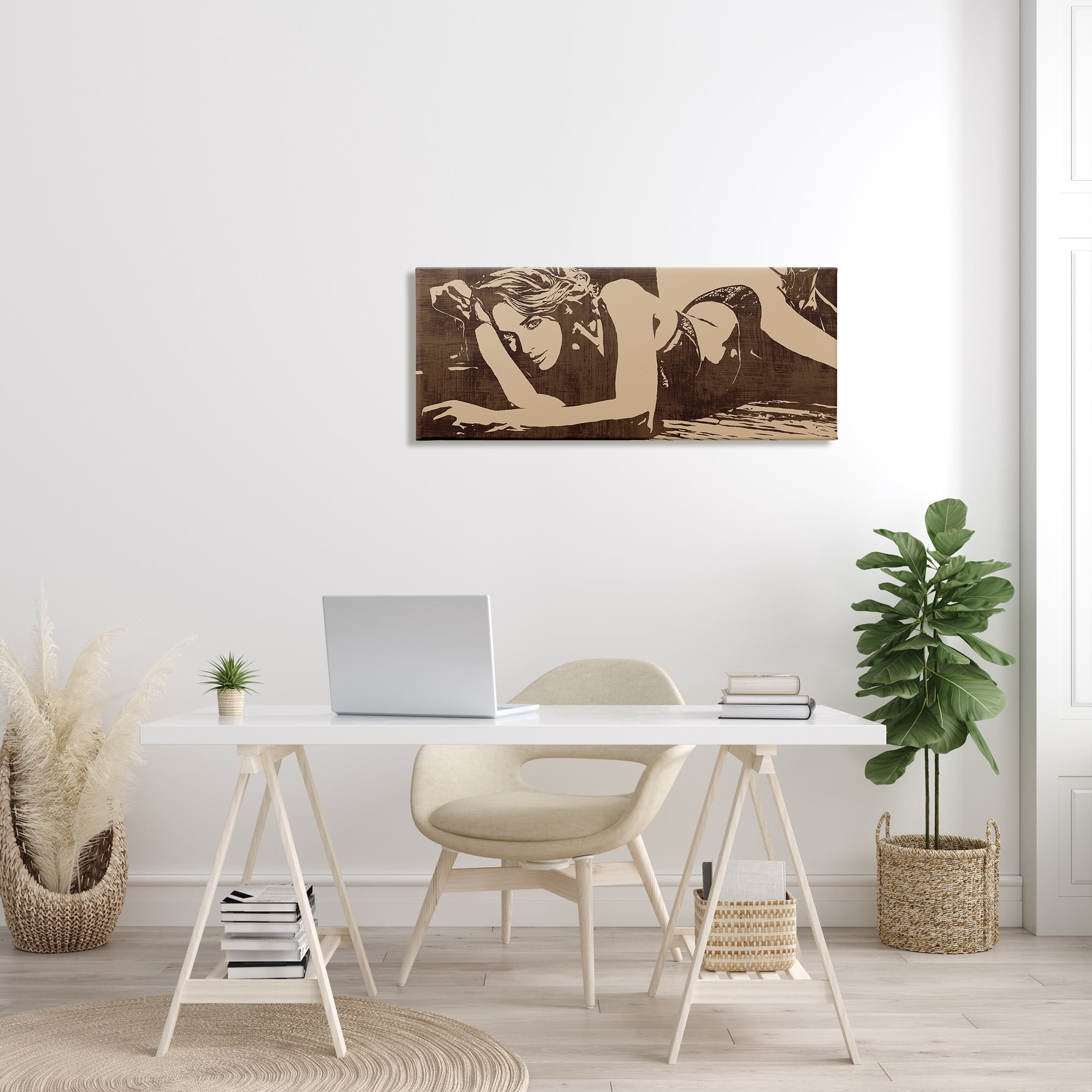 Stupell Industries Alluring Female Resting Seductive Face Sepia Tone, 17 x 40, Designed by Andrew Cooper