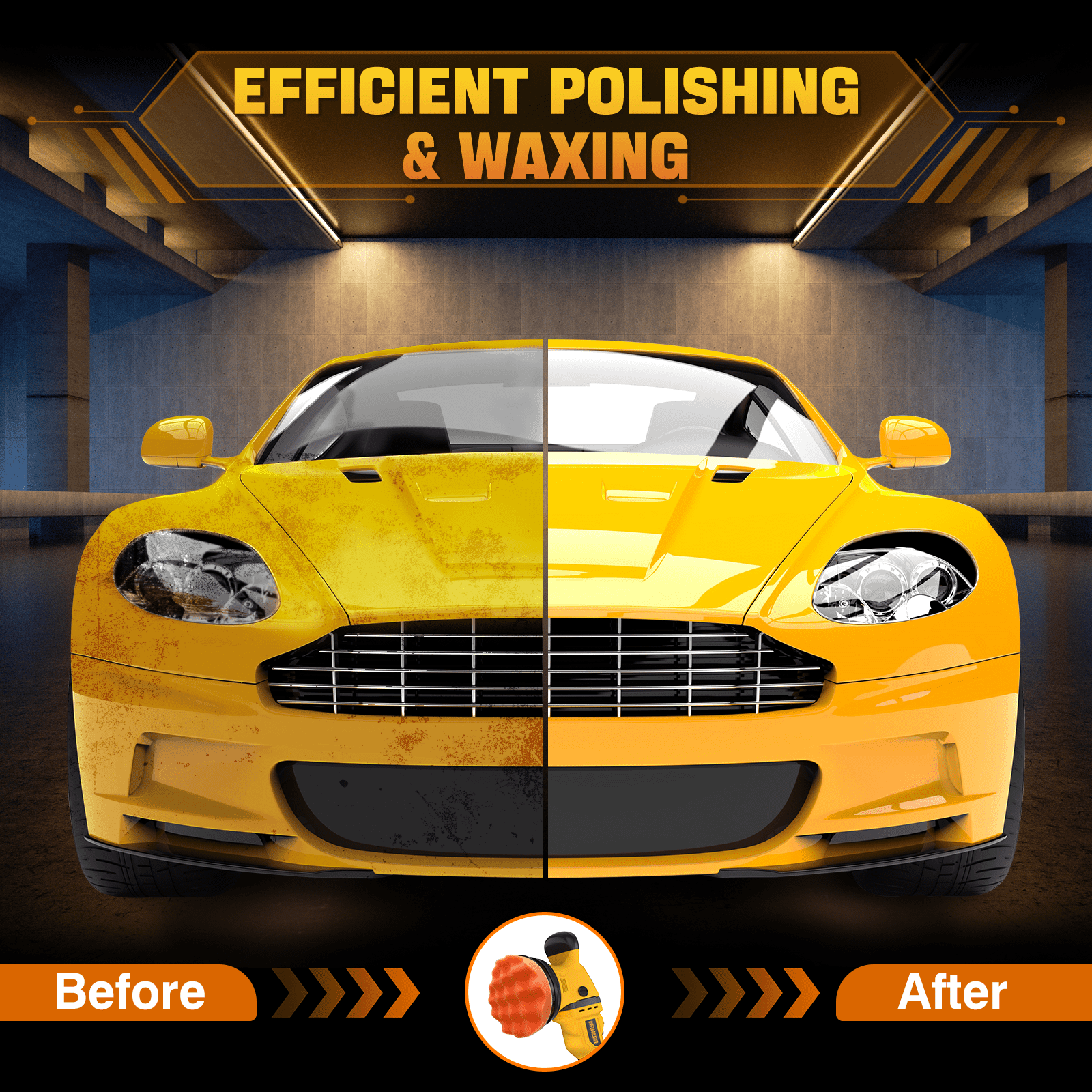 Cordless Buffer Polisher Kit for DEWALT 20V Battery (Battery Not Included), 6-Inch Orbital Car Polisher for Detailing, Variable Speed 1800-5500 RPM, 17-Piece Accessory Set for Polishing & Waxing