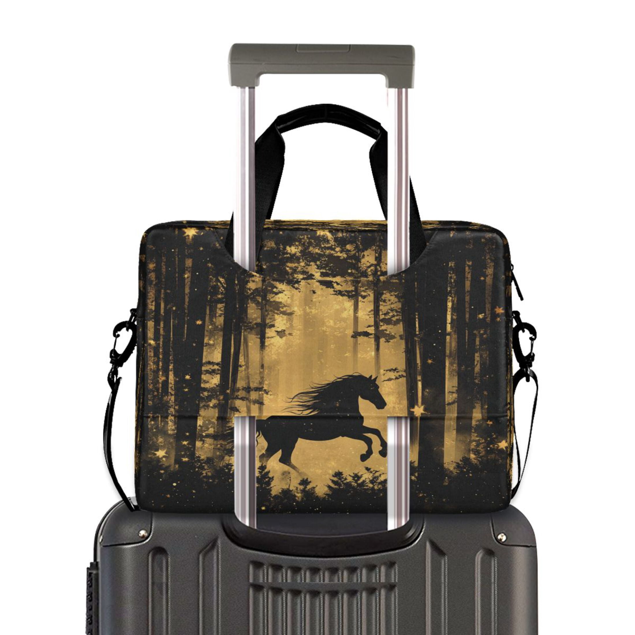 16" Laptop Tote Bag Laptop Sleeve Case Computer Briefcase for Work & Travel Elegant Black Horse
