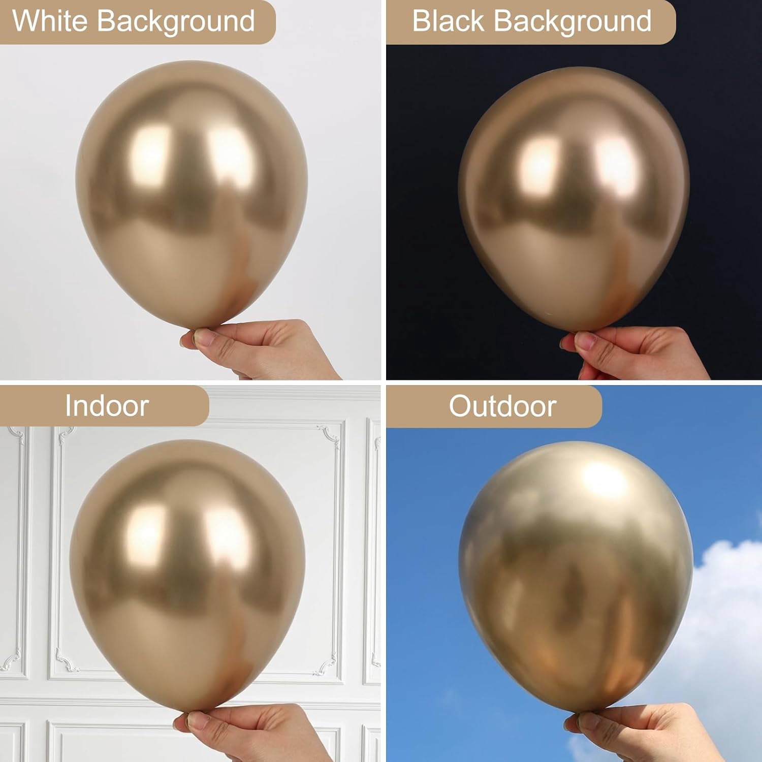 Burculy 129pcs Metallic Gold Balloons Different Sizes 18 12 10 5 Inch, Latex Balloon Garland Arch Kit for Party Graduation Wedding Holiday Happy Birthday Decoration