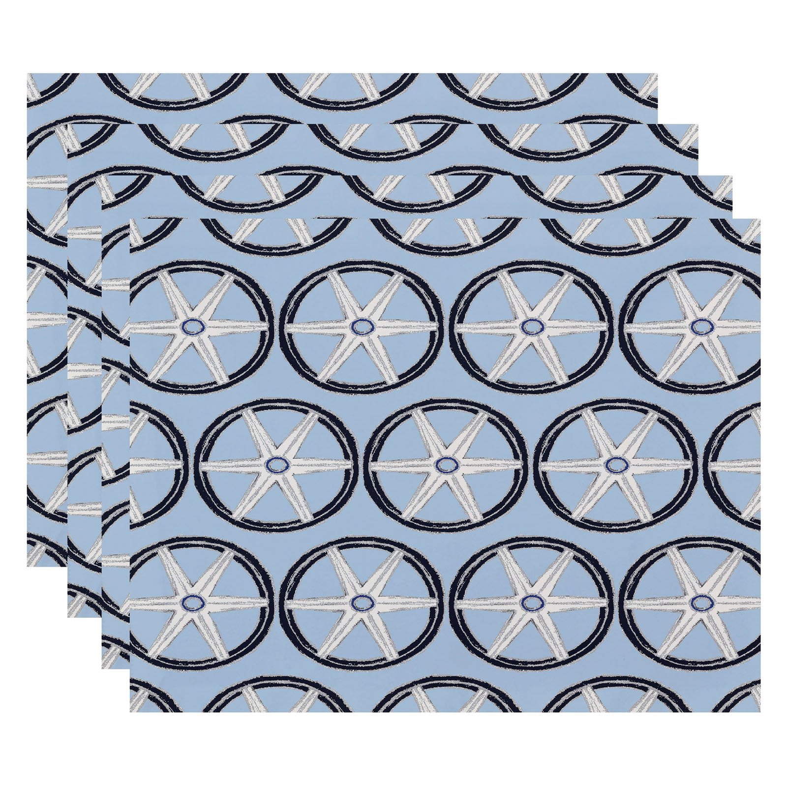 Simply Daisy, 18 x 14 Inch, Nautical Geo Lines, Geometric Print Placemat (Set of 4), Blue