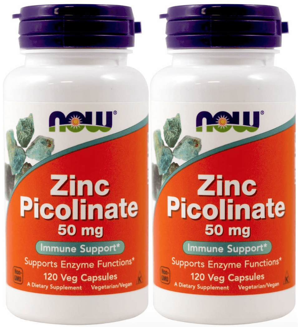 Now Foods Zinc Picolinate, 50 mg, 120 Capsules 2 Packs