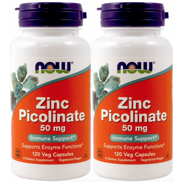 Now Foods Zinc Picolinate, 50 mg, 120 Capsules 2 Packs